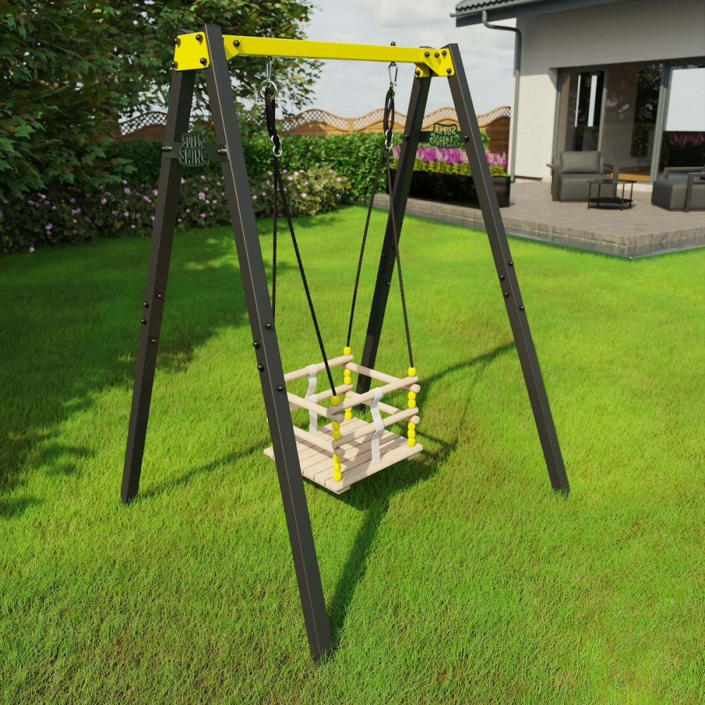 Schommelframe met tralieschommel op gazon