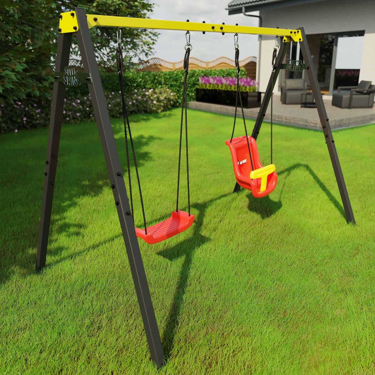 Dubbele schommel metal plank- en baby schommel